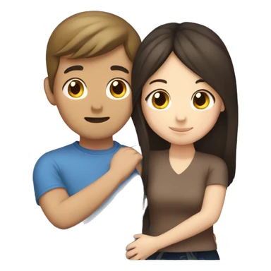 Brunette white girl hugging a brunette Asian boy sticker