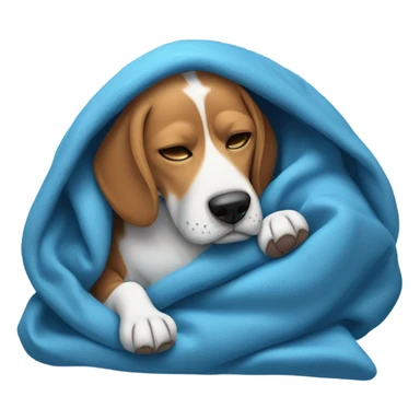 Cold Beagle UNDER many blue blankets sticker
