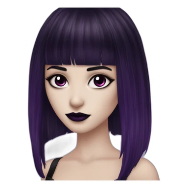 Elissabat-with-bangs-long-hair-dark-purple-and-black-vampire-goth-makeup-pinkeyes-gothcloses sticker
