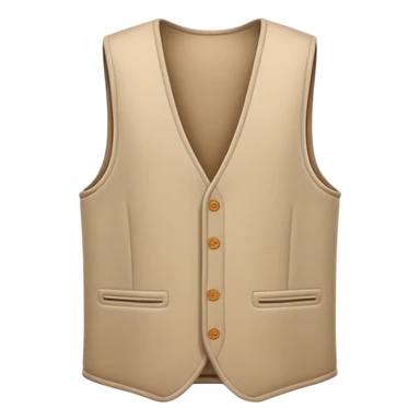 A 3D Apple-style emoji of a simple sleeveless vest (yelek), front view, minimal and clean design, soft fabric texture, neutral colors, cartoon-like and cute style sticker