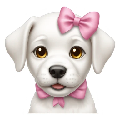 White puppy pink bow on head sticker