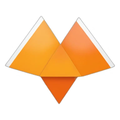 Square flag split into 2 triangular halves with one white half and one orange half sticker