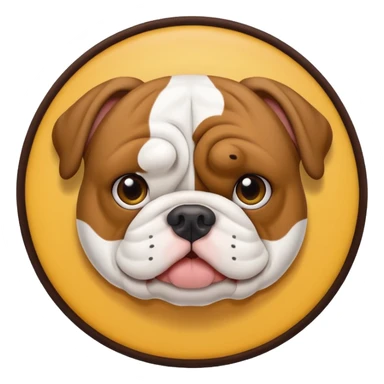 English bulldog peeking over a 'need help' sign, emoji style sticker