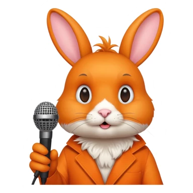 orange rabbit with microphone sticker
