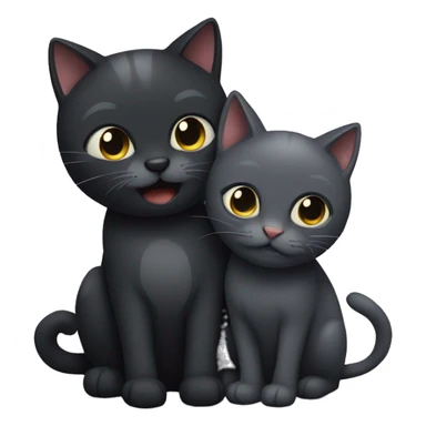 Dark gray and black cat being friends  sticker