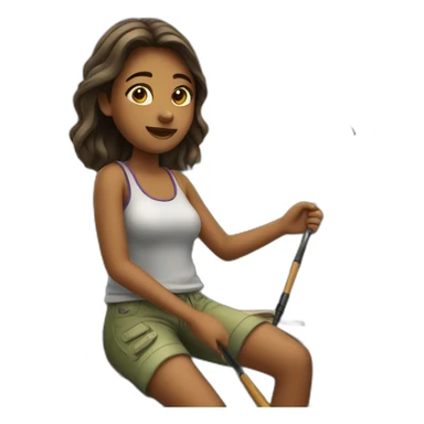 girl fishing on a boat sticker
