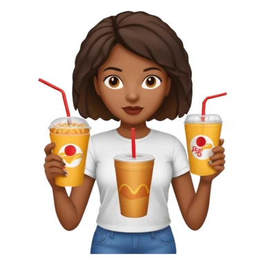 black woman holding fastfood drink sticker
