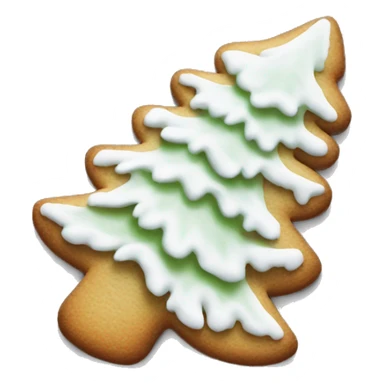 white frosted gingerbread cookie shaped like a pine tree sticker