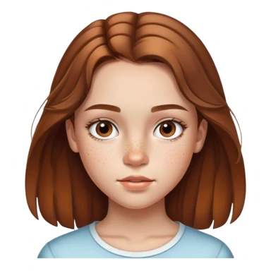 13 year old girl with mid length highlighted brown hair, freckles, big forehead and nice lips sticker