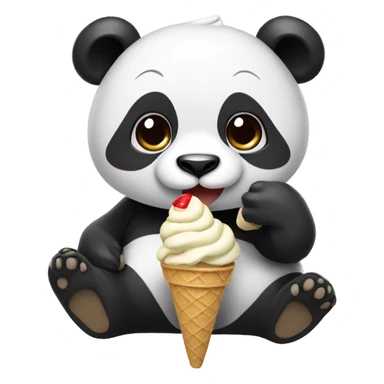 Panda eating ice cream sticker