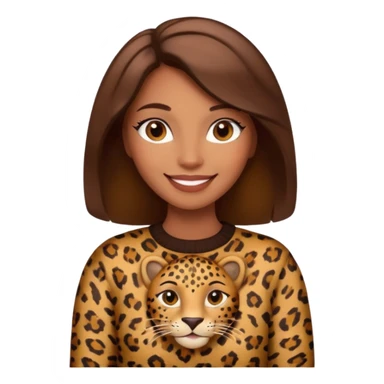 An elegant self confident brown lady in a leopard sweater emoji sticker