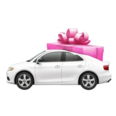 A white car with a pink Christmas three on it sticker