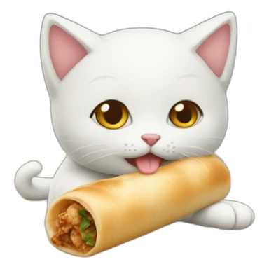 kitten eating shawarma roll sticker