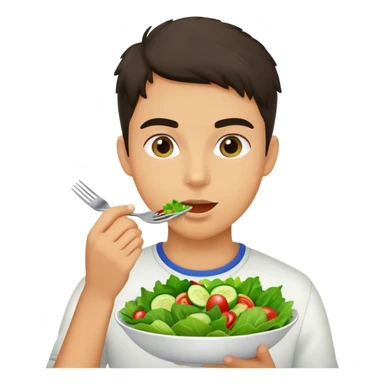 Student eating a salad sticker