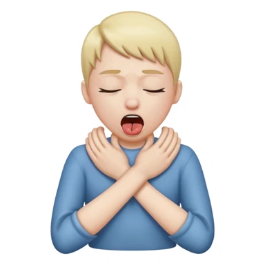 criss cross hands around throat choking self emoji tongue out with eyes shut sticker