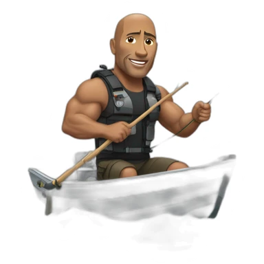 The rock Dwayne Johnson fishing in small boat sticker