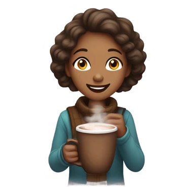 A girl drinking hot chocolate  sticker