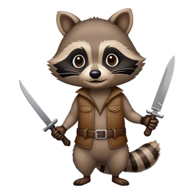 raccoon holding knife sticker
