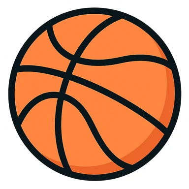 basketball, flat design, clear black outlines sticker