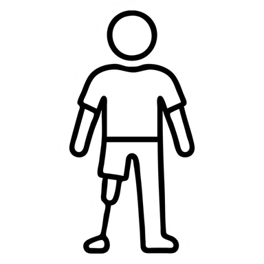 outlined icon of a man with a peg leg sticker