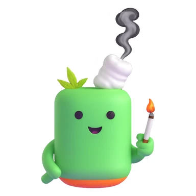 marshmallow OG character smoking weed sticker