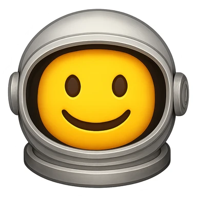 yellow face with silver astronaut helmet, digital illustration, emoji style sticker