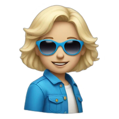 Small light blonde child with blue sunglasses sticker