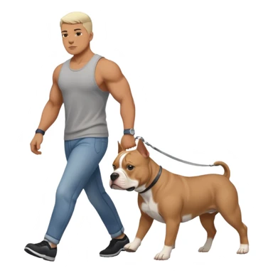 Guy walking an American Bully sticker