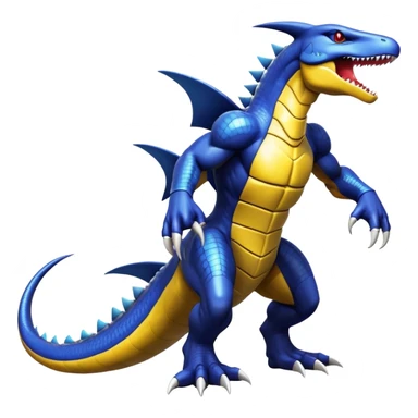 Shiny Exotic Colorful epic Garchomp-Koraidon-Fakémon-hybrid-creature (full body)  sticker