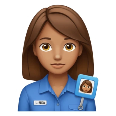 Give Linnea brown hair and a nametag that says Linnea sticker