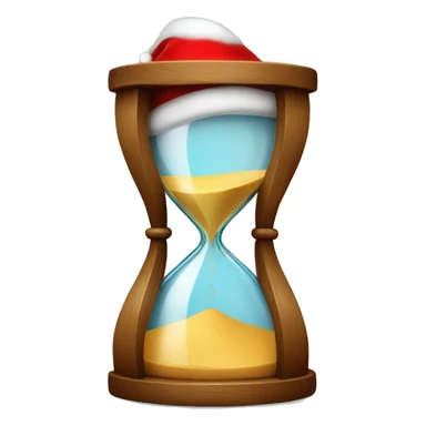 an hourglass in a red Santa Claus hat sticker