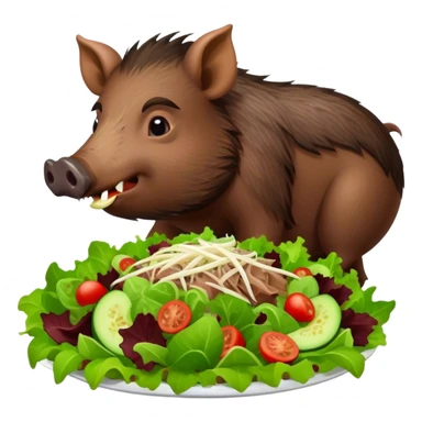 wild boar, eating a salad sticker