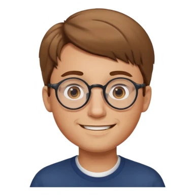 homme cheveux court marron clair sans barbe sourrir avec lunettes rondes sticker