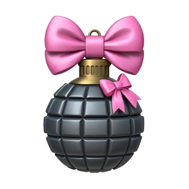 À grenade with a pinck bow sticker