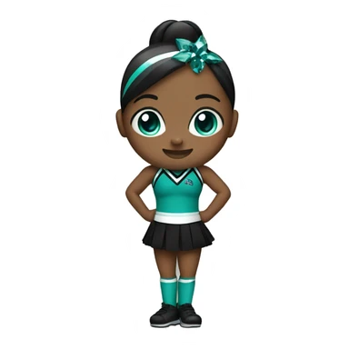 cheerleader in teal and black uniform with gems sticker