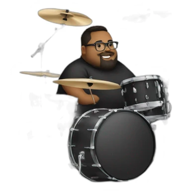Fat boy Beard glasses playing drumset sticker