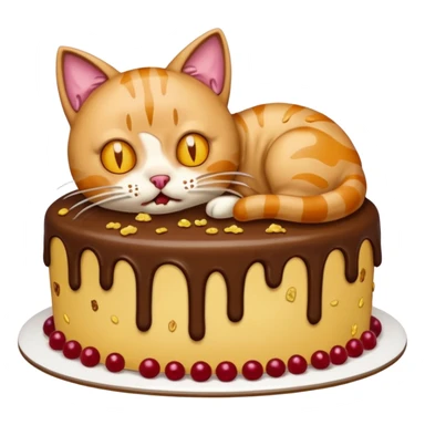 Cat vomiting because of eating cake sticker