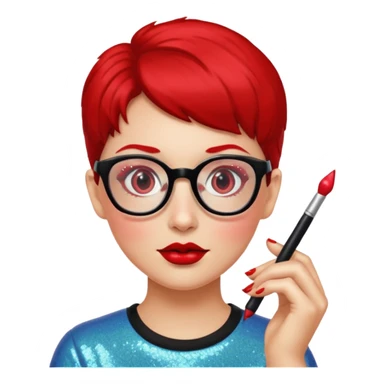 glitter red nerd sticker