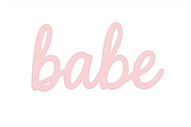 the word 'babe' in pink pastel style, no background sticker