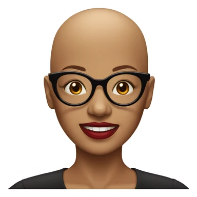 Bald person, a woman with glasses and red lipstick  sticker