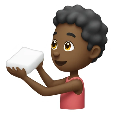 Black person picking soft white foam sticker