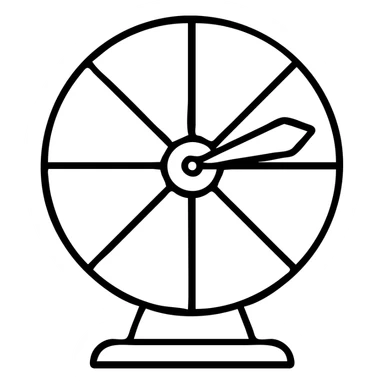 Fortune wheel with segmented sections and a spinner pointer sticker