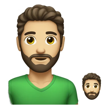 tan guy with green eyes and short, dark brown hair and long beard sticker