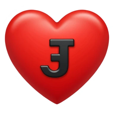Un corazón grande rojo con la letra" J" en negra y en  mayúscula y en el centro  sticker