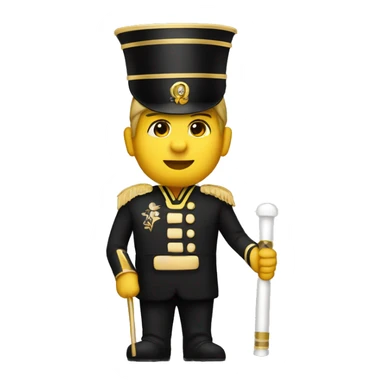 A marching band drum major in a black and gold uniform  sticker