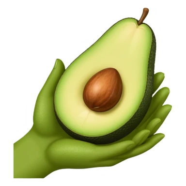 hands holding a so small avocado sticker