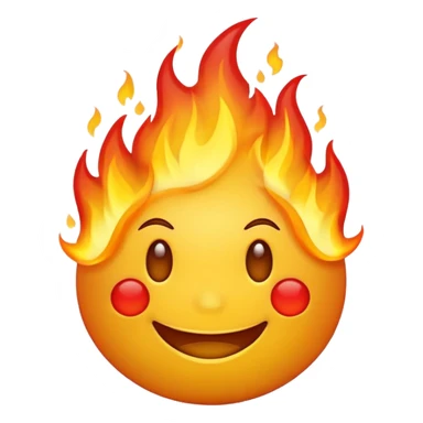 smiling yellow emoji with fire surrounding them sticker