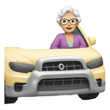 Granny in a big car sticker