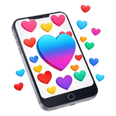  smartphone showing a colorful photo social media post with a heart and image icon sticker