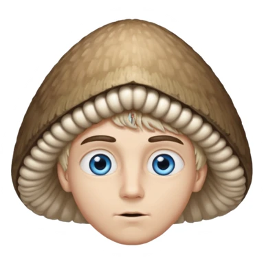 make a white American boy with blue eyes long eyelashes huge huge head in the shape of a triangle and mushroom hair a bit of a unibrow wanna be fluffy hair but is straight and tiny Bodie sticker